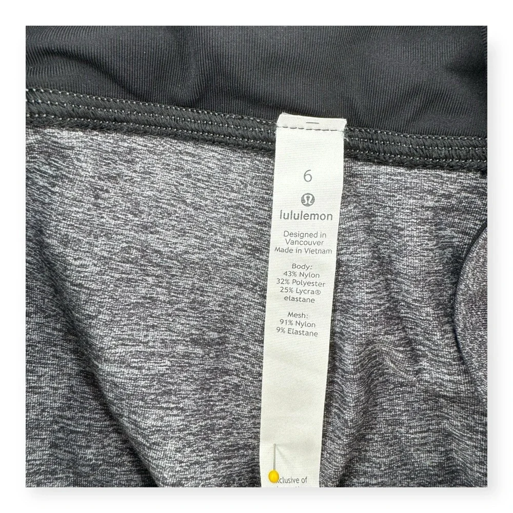 Lululemon Pace Rival Crop Leggings‎ Womens Size 6 Black Gray 22